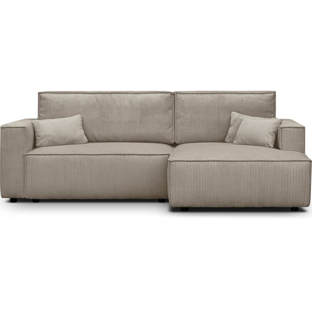 Canapé d'angle droit convertible 3 places - velours côtelé taupe