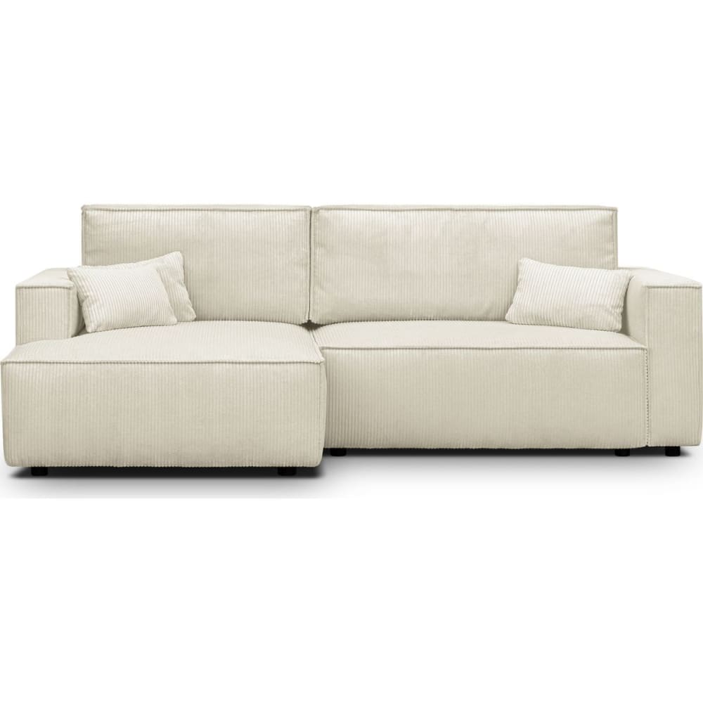 Canapé d'angle gauche convertible 3 places - velours côtelé beige