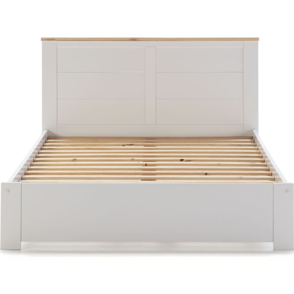 Lit adulte 160x200 cm avec tête de lit en bois blanc