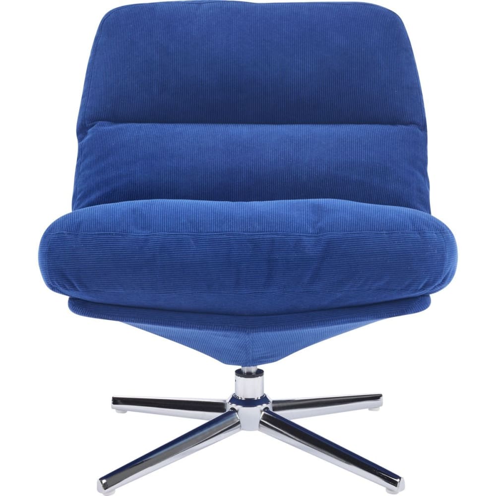 Fauteuil pivotant en velours côtelé bleu électrique - piètement chromé