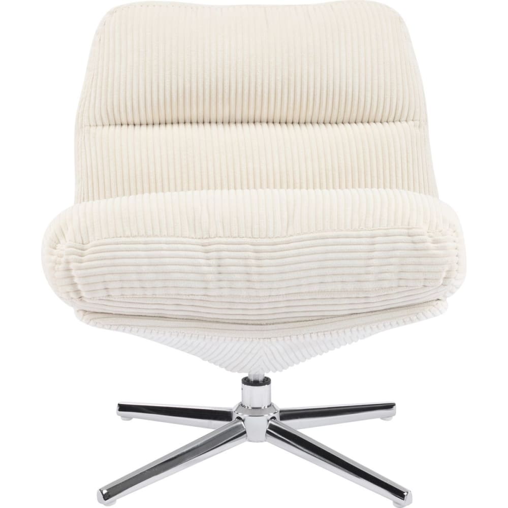 Fauteuil pivotant en velours cotelé beige - piètement chromé