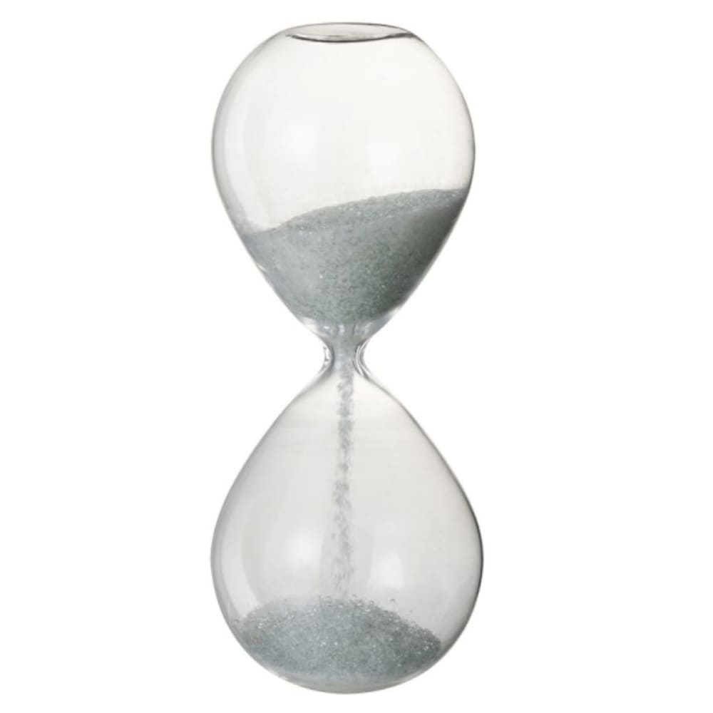 Sablier de décoration à paillettes blanches 25 cm
