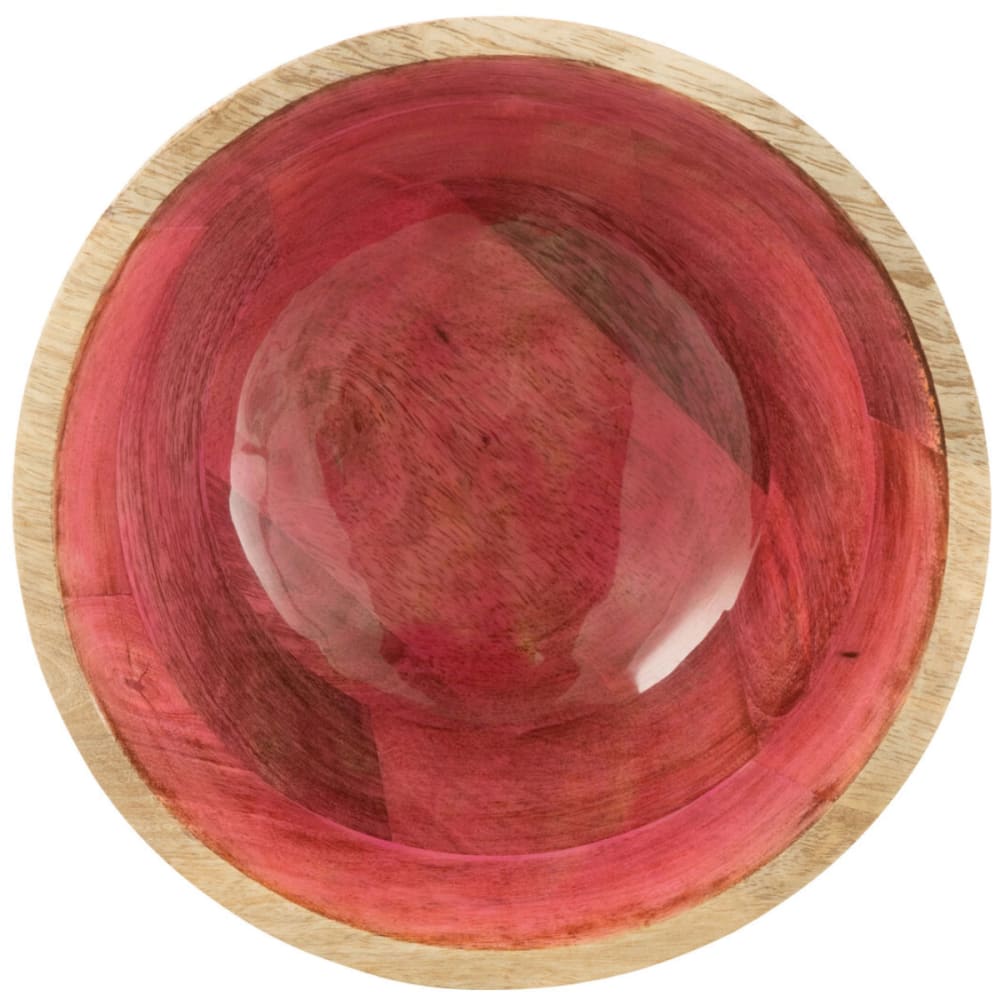 Saladier en bois de manguier avec intérieur rose - Maisons du Monde