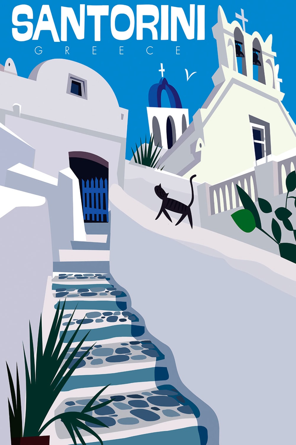 Tableau Santorini imprimé sur toile 40x60 cm