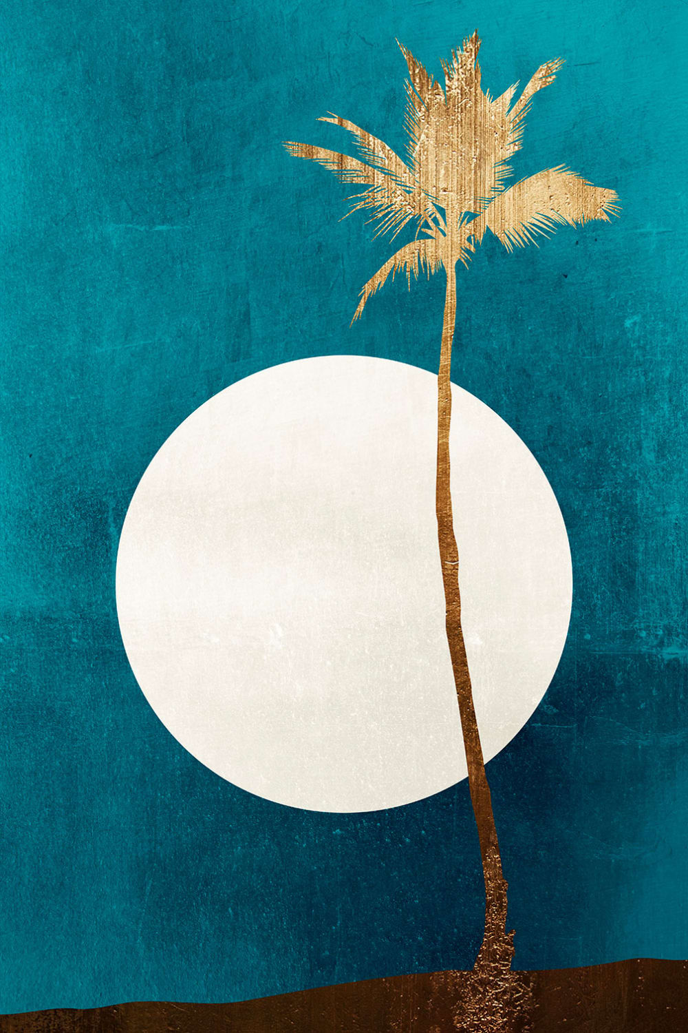 Tableau cocotier sur fond bleu imprimé sur toile 60x90 cm