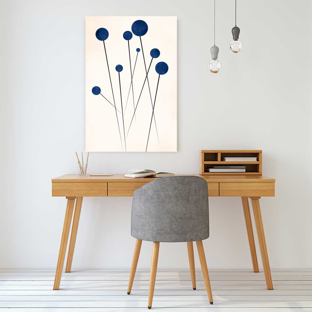 Tableau dessin fleurs de bleuets  imprimé sur toile 60x90 cm