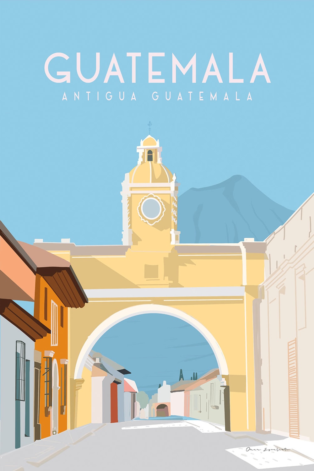 Tableau de voyage Antigua Guatemala imprimé sur toile 60x90 cm
