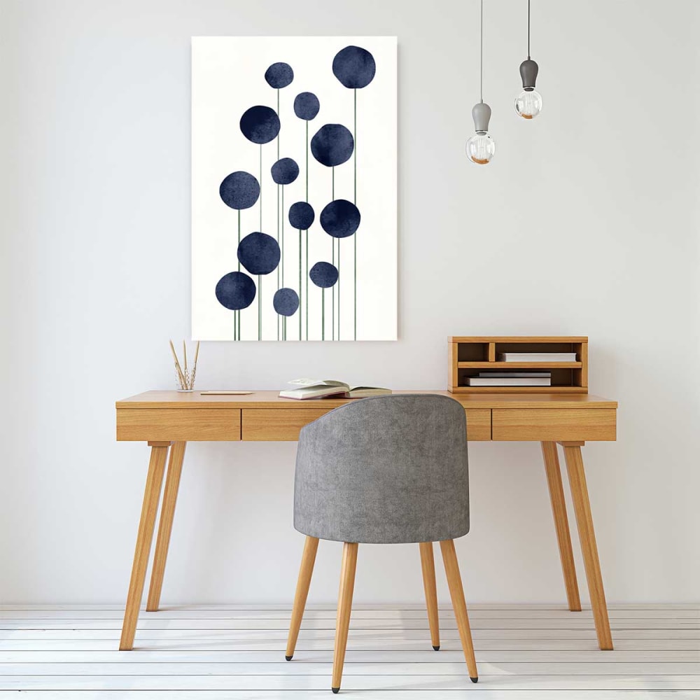 Tableau dessin fleurs d'eau imprimé sur toile 60x90 cm