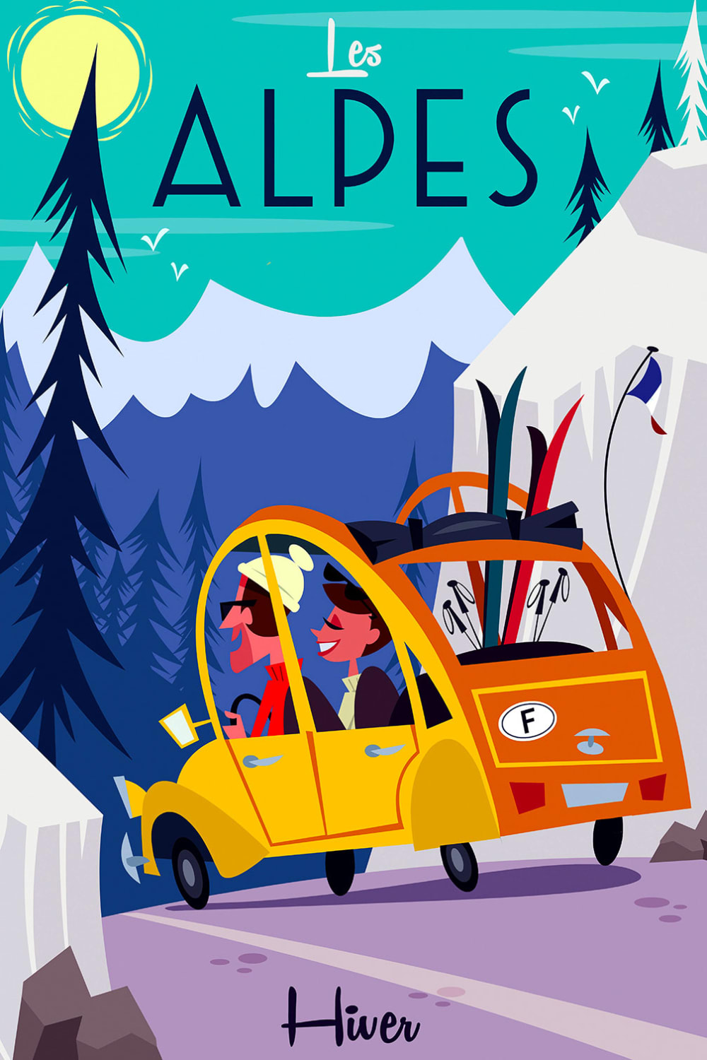 Tableau  sur la route des Alpes imprimé sur toile 40x60 cm