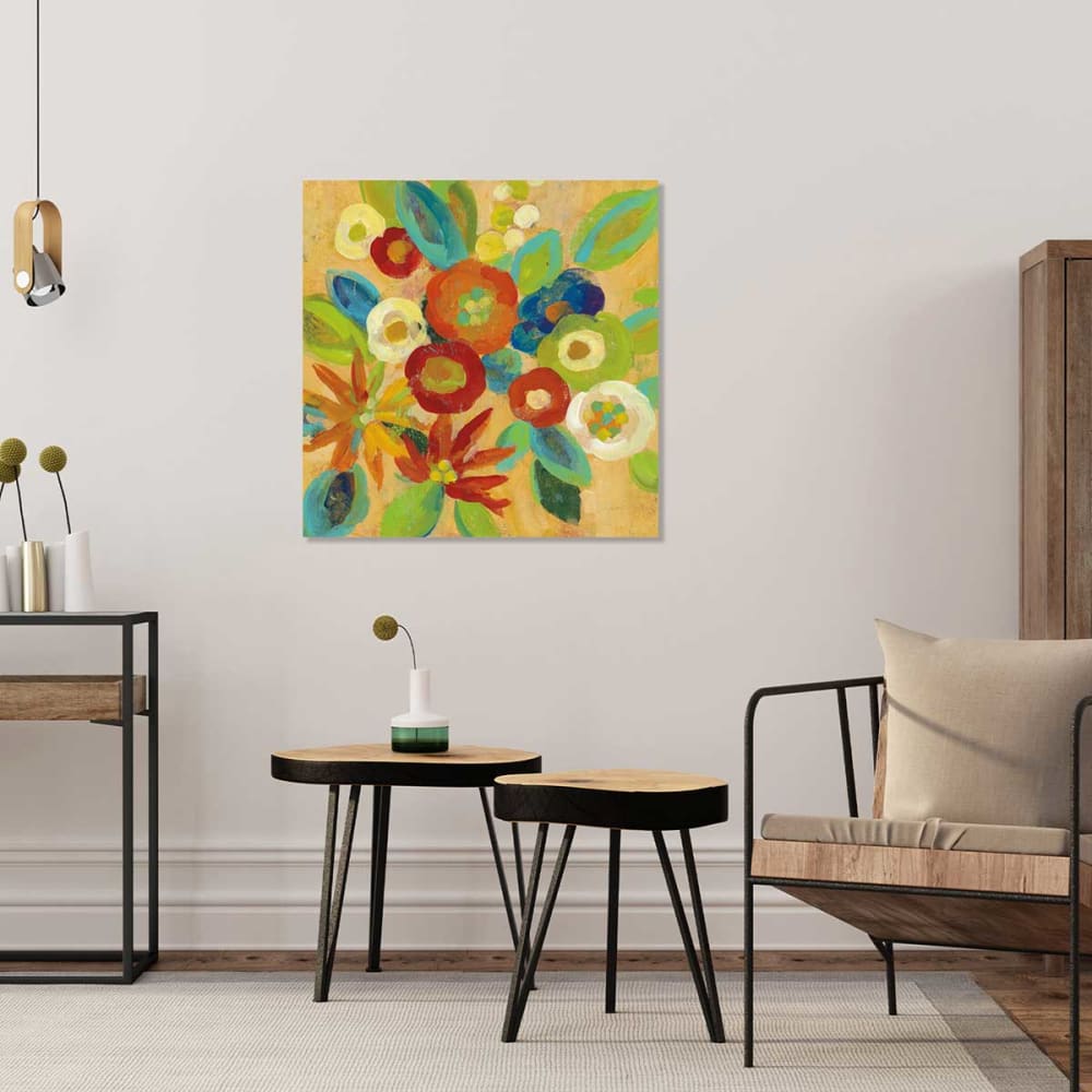 Tableau marché aux fleurs  imprimé sur toile 80x80 cm