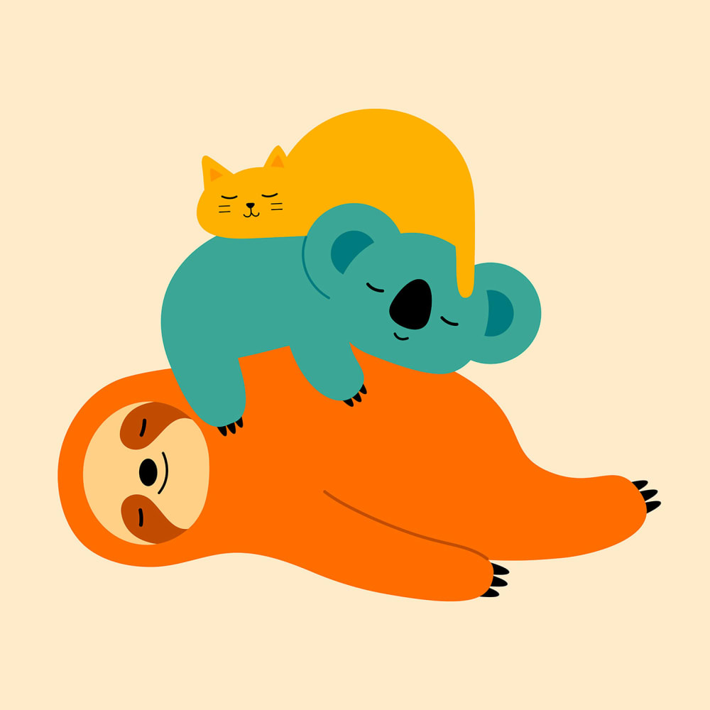 Tableau enfant étant paresseux imprimé sur toile 50x50 cm