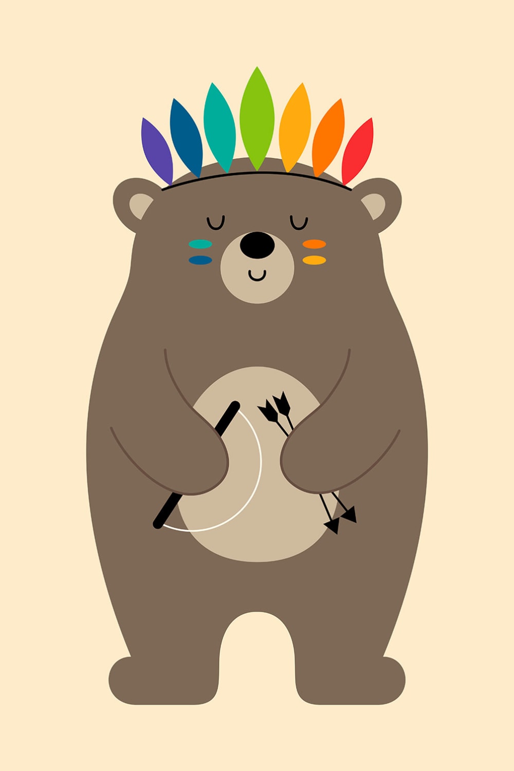 Tableau jouant aux indiens imprimé sur toile 40x60 cm