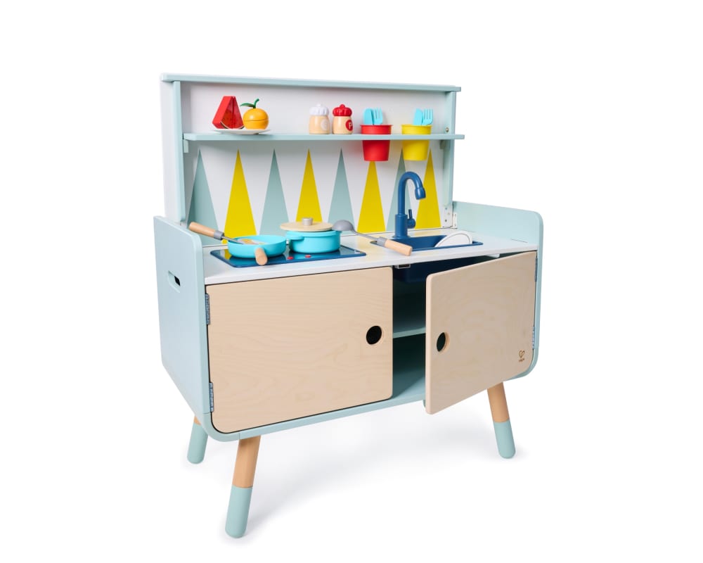 Hape 2-in-1-Kinderkommode/Küche aus Holz BLAU HOLZ Kinder