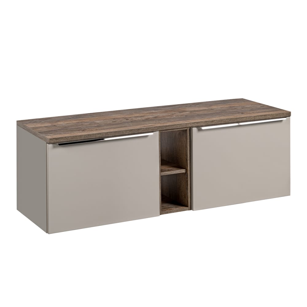 Petits meubles Waschtisch 140cm 2 Nischen Laminat Taupe Taupe Spanplatte