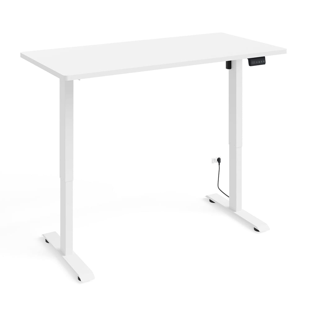 Elektrischer Schreibtisch 140 cm Weiß Laminierte Paneele Mattweiß