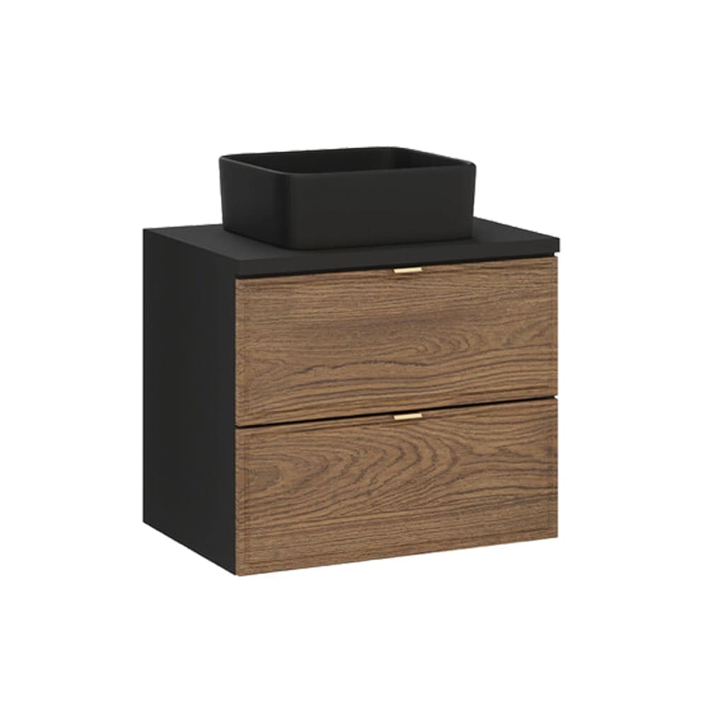 Meuble vasque stratifiés marron et noir