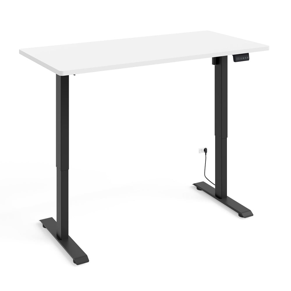 Elektrischer Schreibtisch 140 cm Weiß Laminierte Paneele Mattweiß