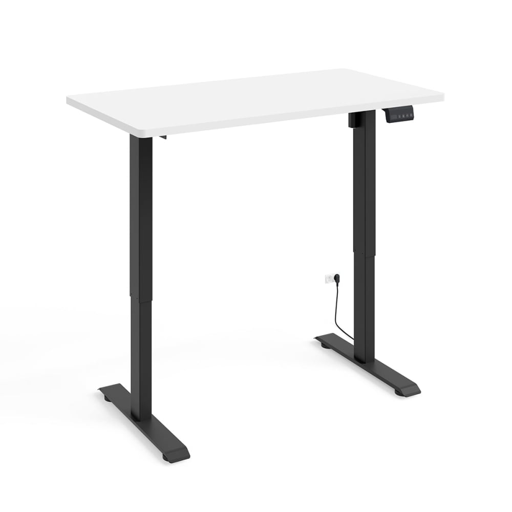 Elektrischer Schreibtisch 120 cm Weiß Laminierte Paneele Mattweiß