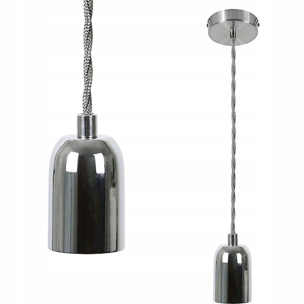 Nettlife Lister - Pendelleuchte aus Metall, Silber, L 10 cm, E27 style modern Silber Metall