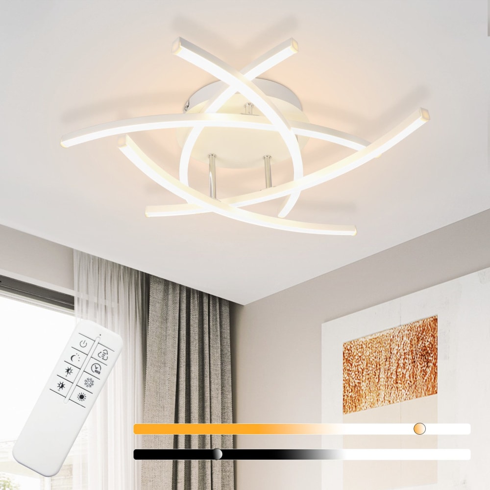 Kreeger - LED-Deckenleuchte aus Metall, Weiß, L 52 cm - Maisons
