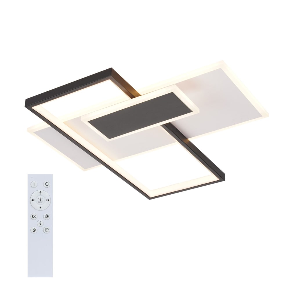 Glover - plafonnier led en métal, coloris noir, l 50 cm
