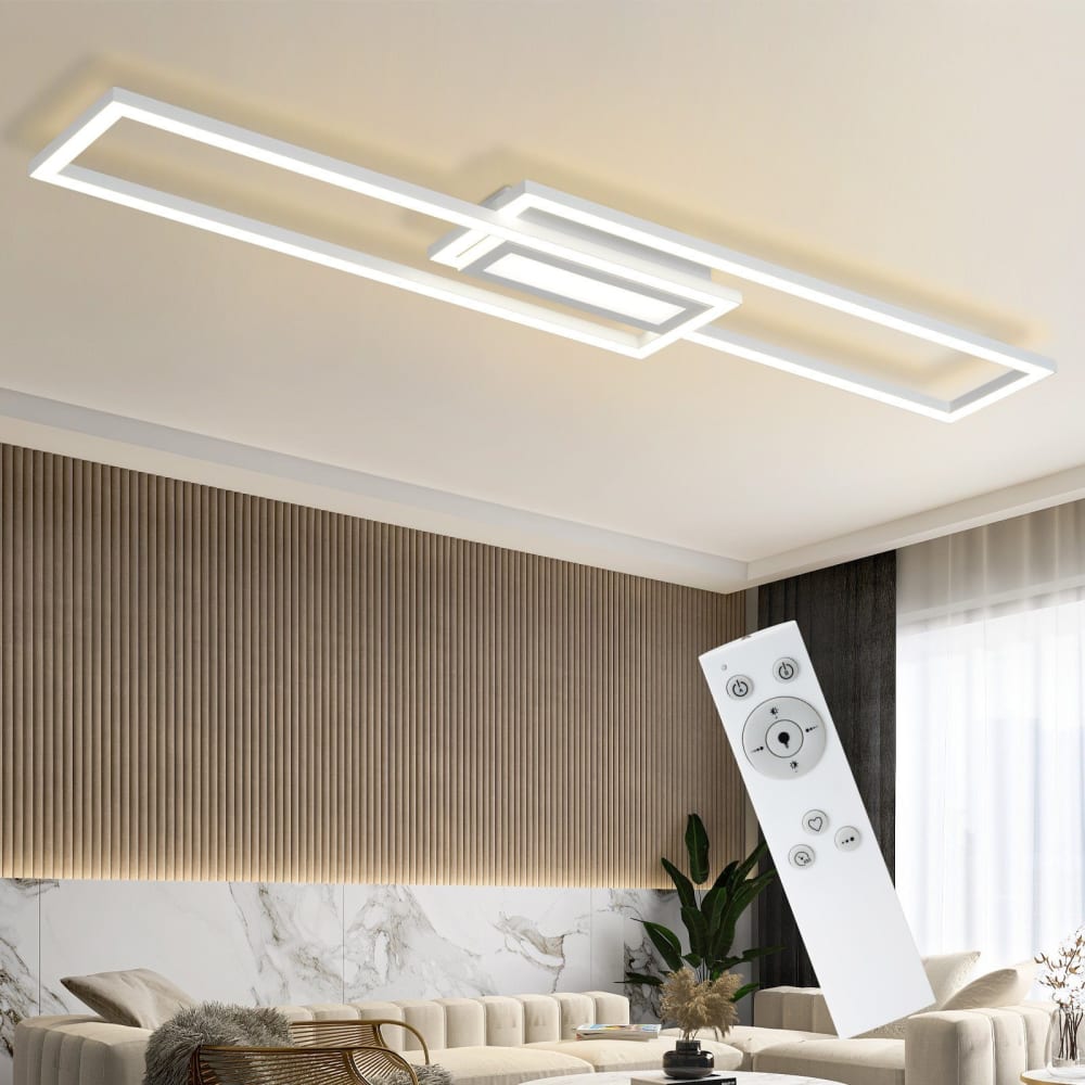 Labounty - plafonnier led en métal, coloris blanc, l 95 cm — vue 3