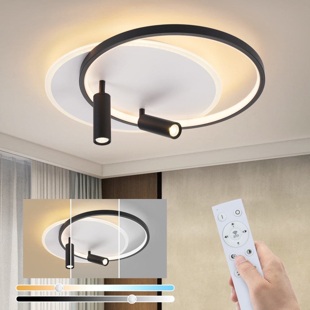 Rainer - LED-Deckenleuchte aus Metall, Schwarz, L 50 cm - Maisons