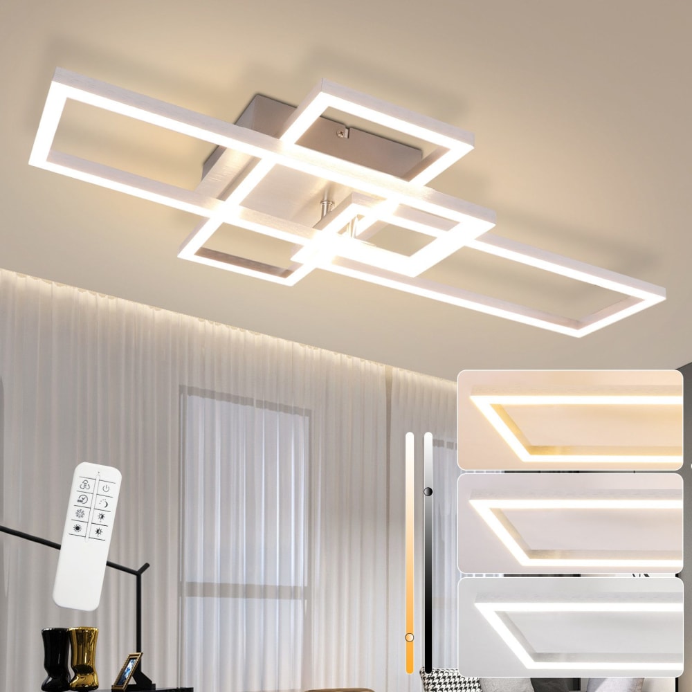 Adelebsen - plafonnier led en métal, coloris argent, l 65 cm — vue 3