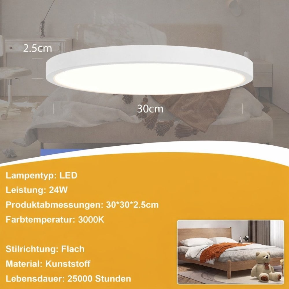 Greenwood - plafonnier led en plastique, coloris blanc, l 30 cm — vue 4