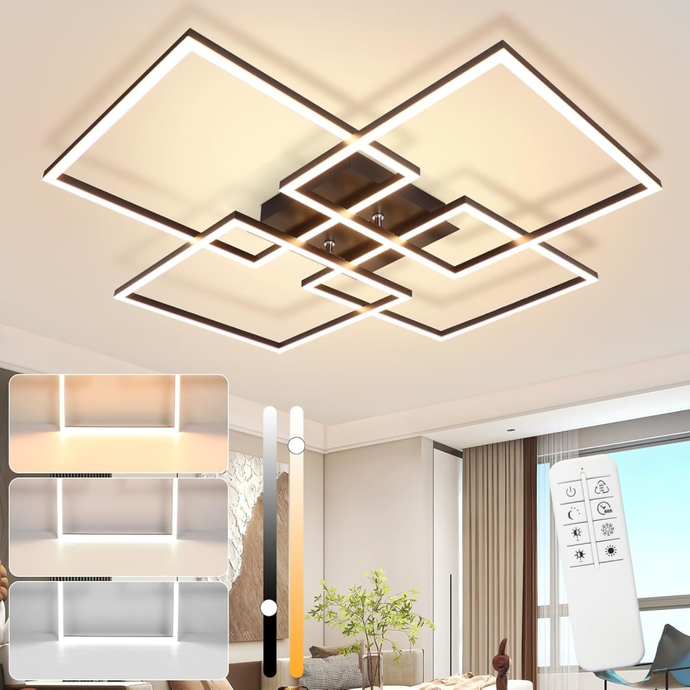 Lafleur - LED-Deckenleuchte aus Metall, Schwarz, L 73 cm -