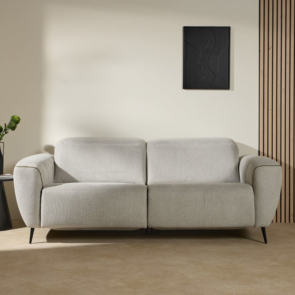 Canapé relax électrique 3 places en tissu gris perle