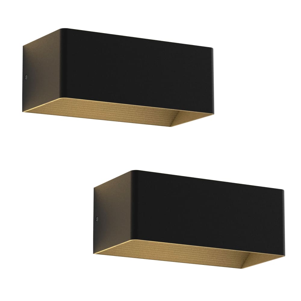 Crane - applique murale en métal, coloris noir, l 20 cm, lot de 2
