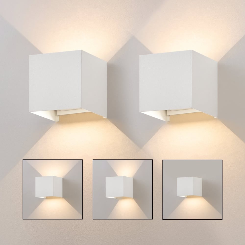 Cruz - Wandleuchte aus Metall, Weiß, L 10 cm, 2er-Set - Maisons