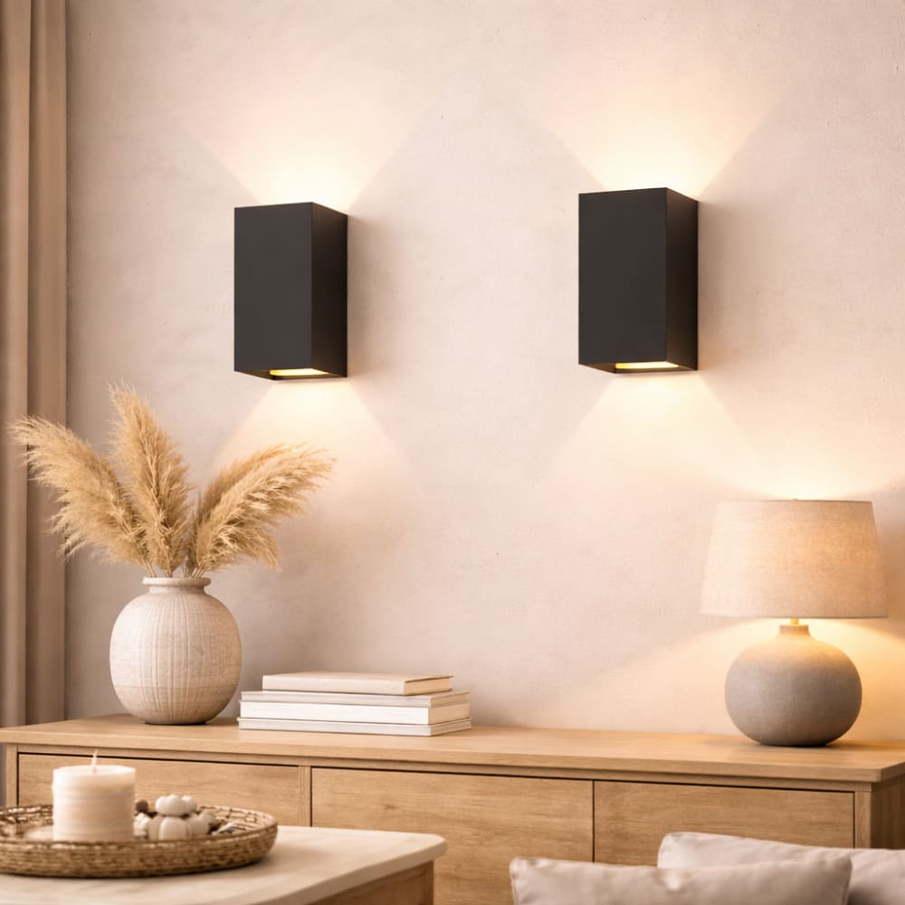 Derex - applique murale en métal, coloris noir, l 10 cm, lot de 2 — vue 3