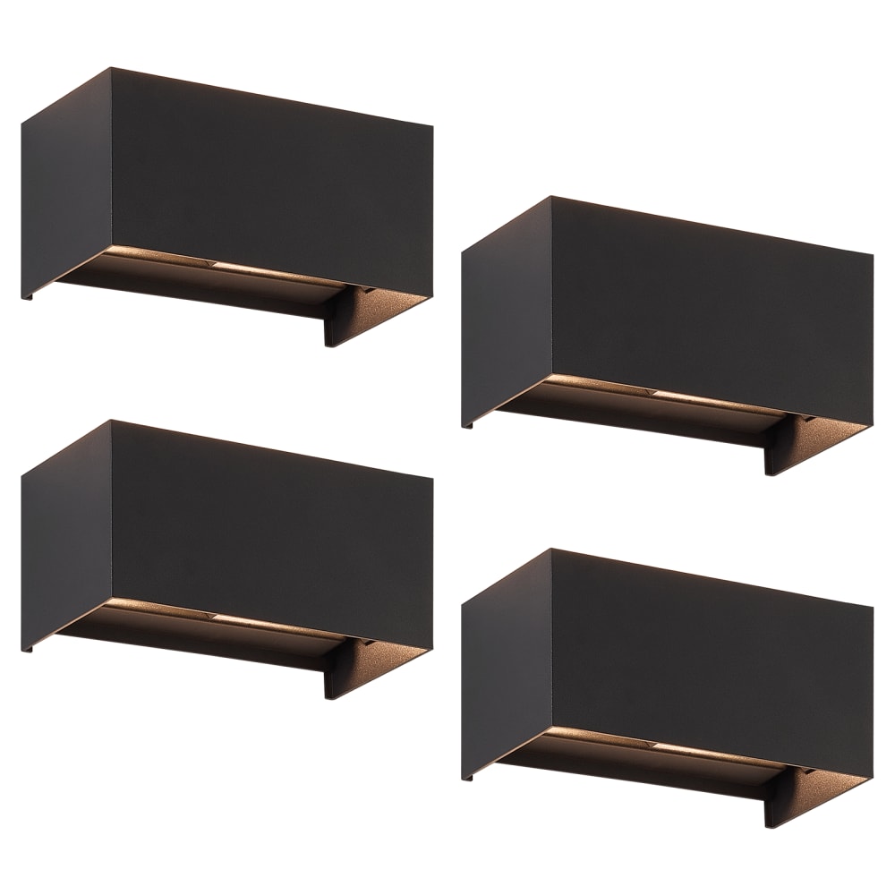 Nettlife Marston - Wandleuchte aus Metall, Schwarz, L 20 cm, 4er-Set style modern Schwarz Metall