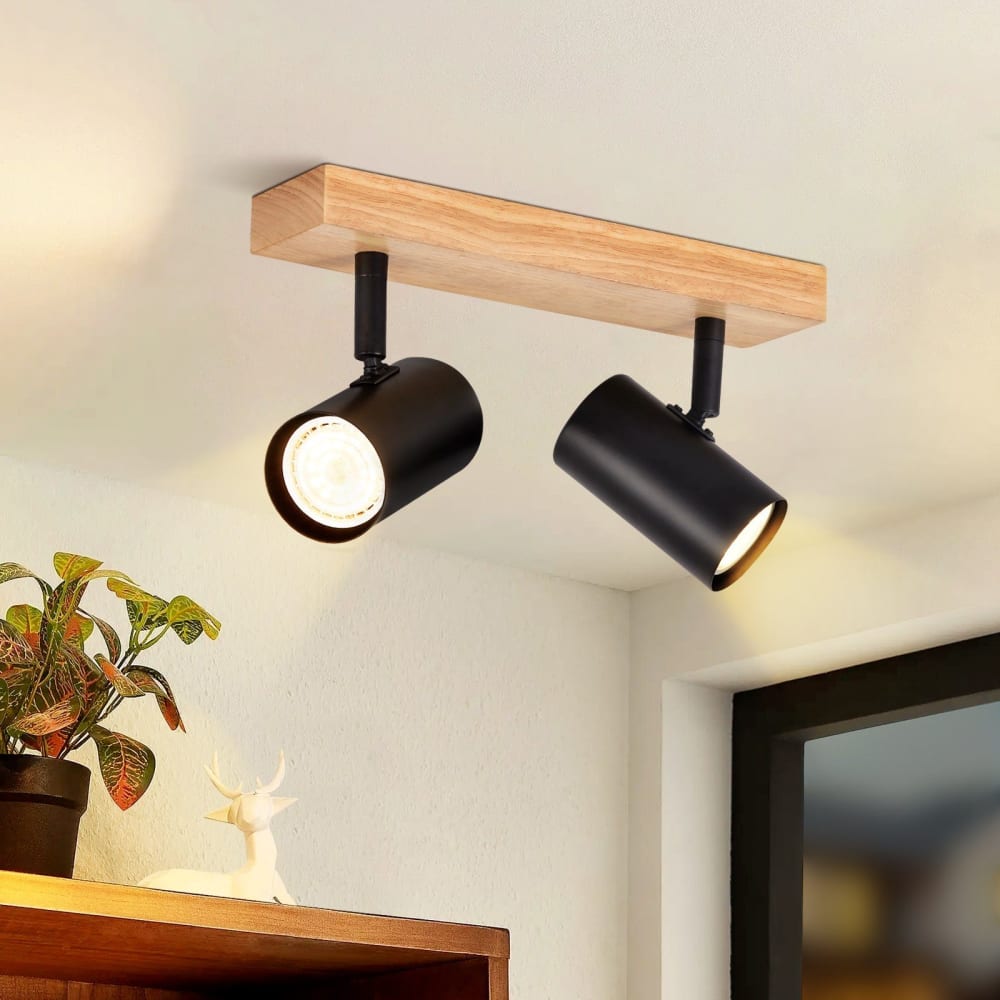 Leather - applique murale en bois, coloris noir, l 25 cm, gu10 — vue 3