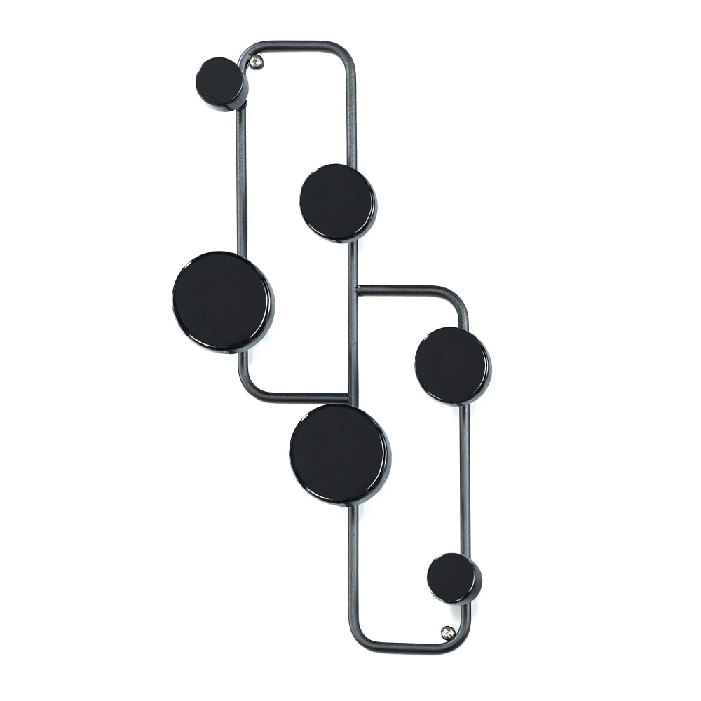 Porte-manteau mural acier noir mat 6 crochets 50x20x7 cm