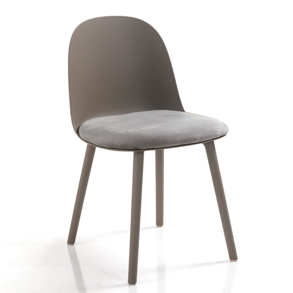 Lot de 4 chaises polypropylène gris foncé, velours 81x46x52 cm