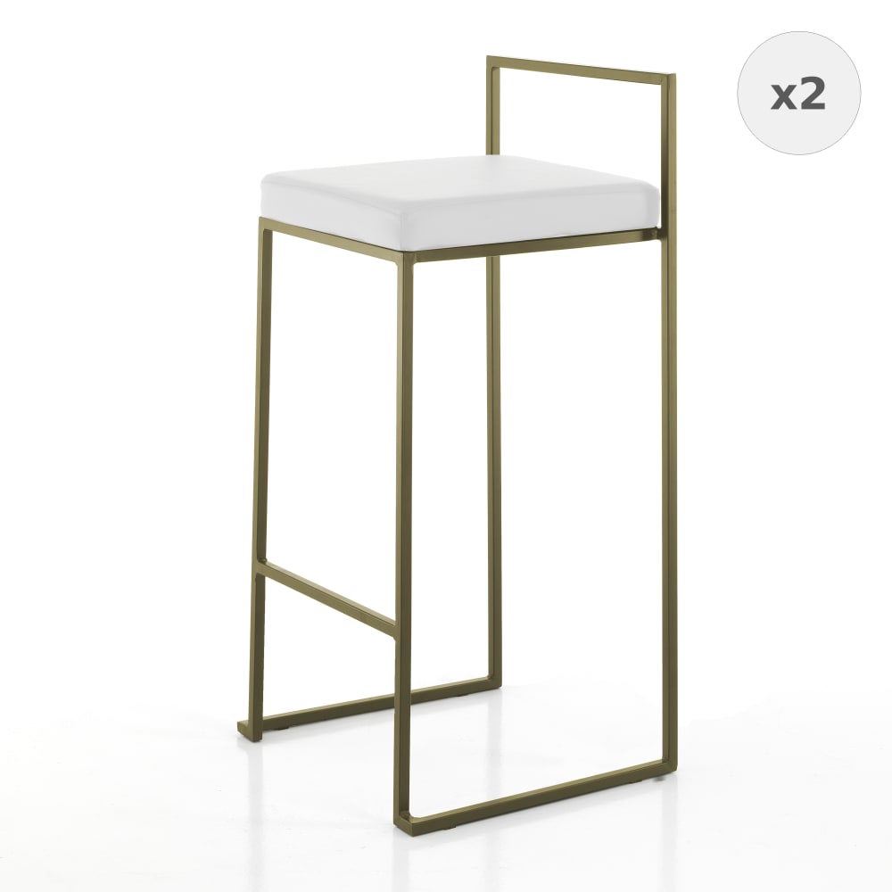 Lot de 2 tabourets blancs