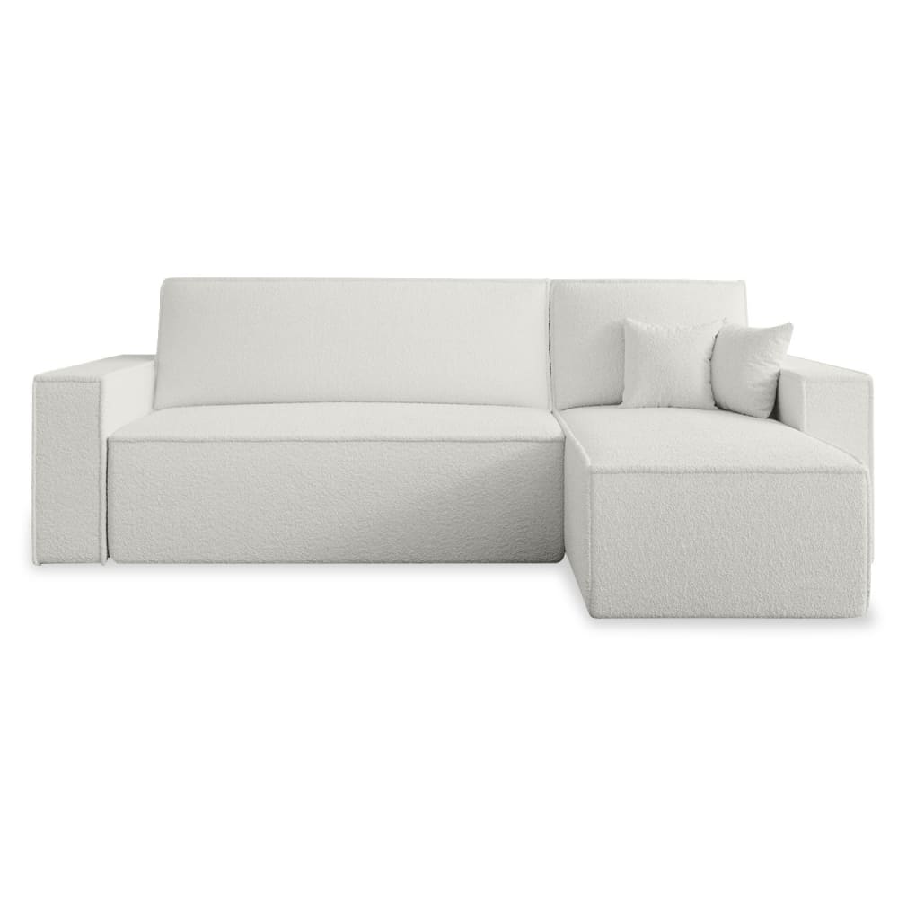 Canapé d'angle convertible réversible 4 places en bouclette blanc