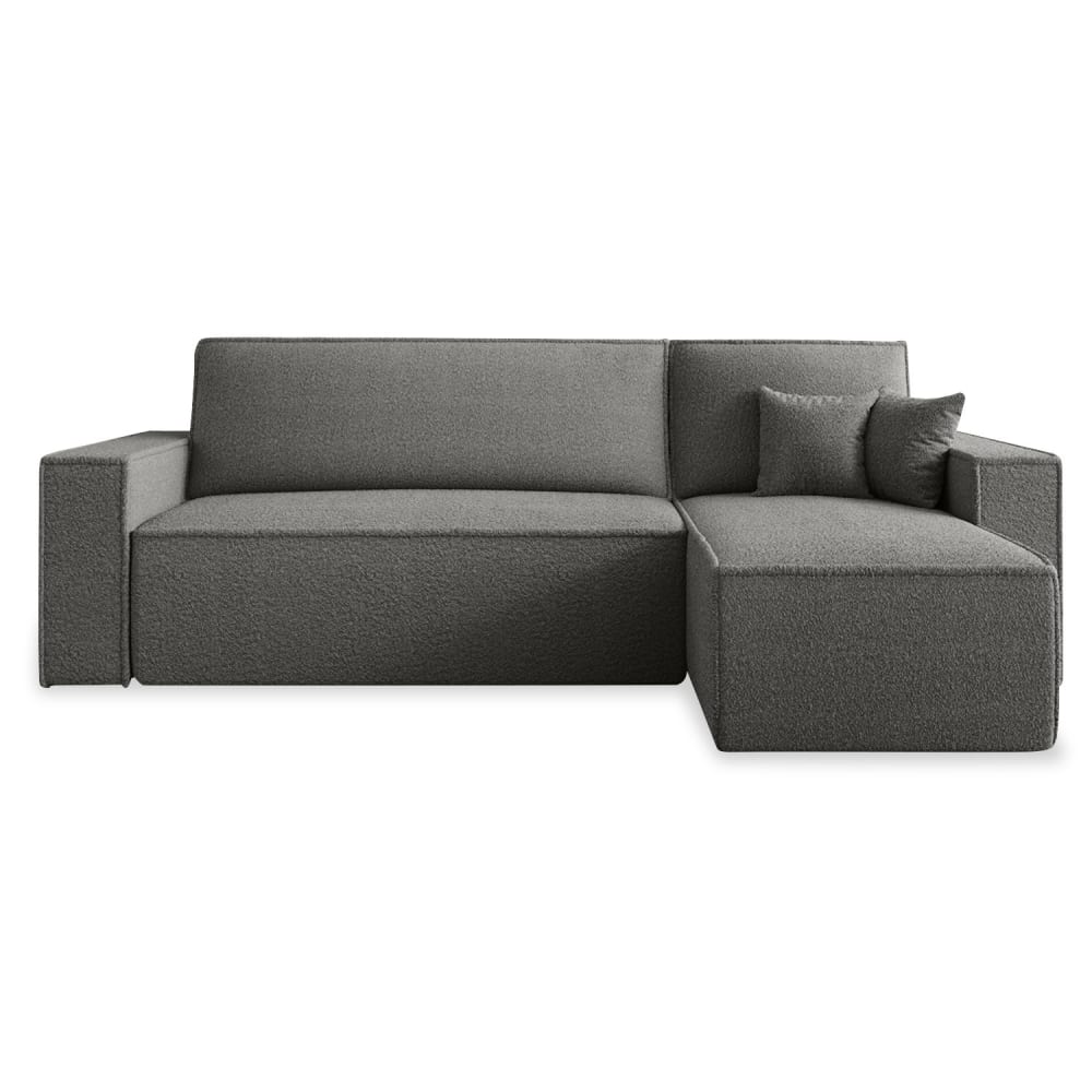 Canapé d'angle convertible réversible 4 places en bouclette gris
