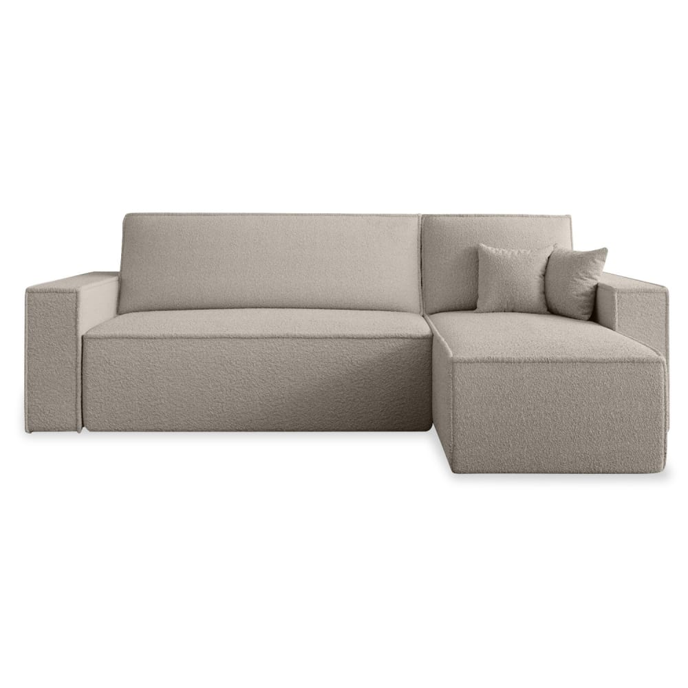 Canapé d'angle convertible réversible 4 places en bouclette beige