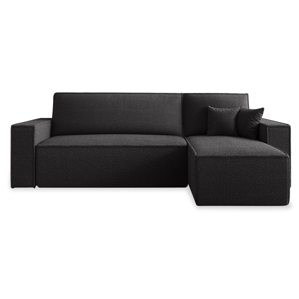 Canapé d'angle convertible réversible 4 places en bouclette noir