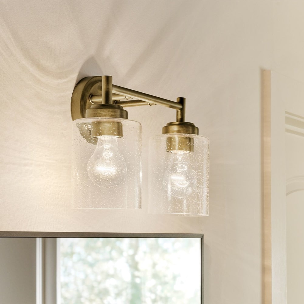 Winslow Applique Murale en Acier, Verre Bullé Laiton Naturel — vue 4
