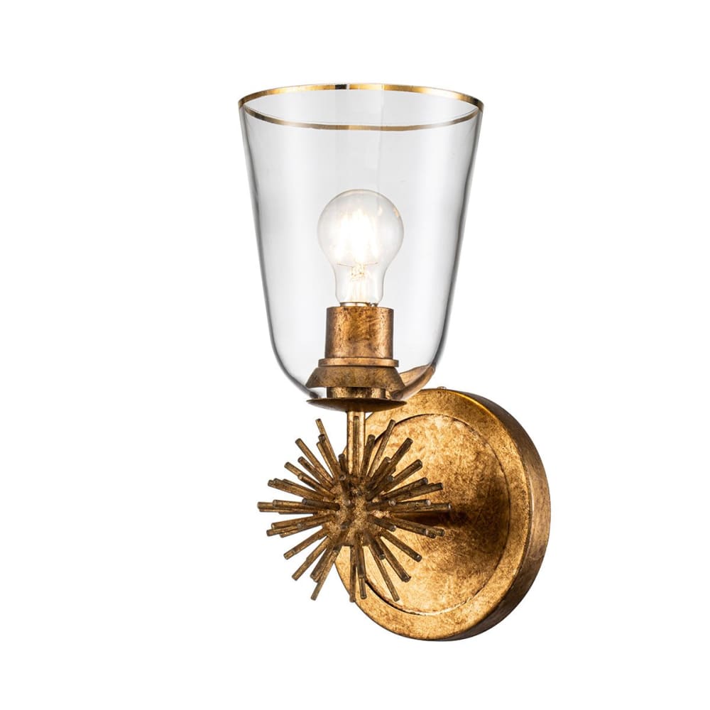 Staring Applique Murale en Acier, Verre Transparent Or délavé