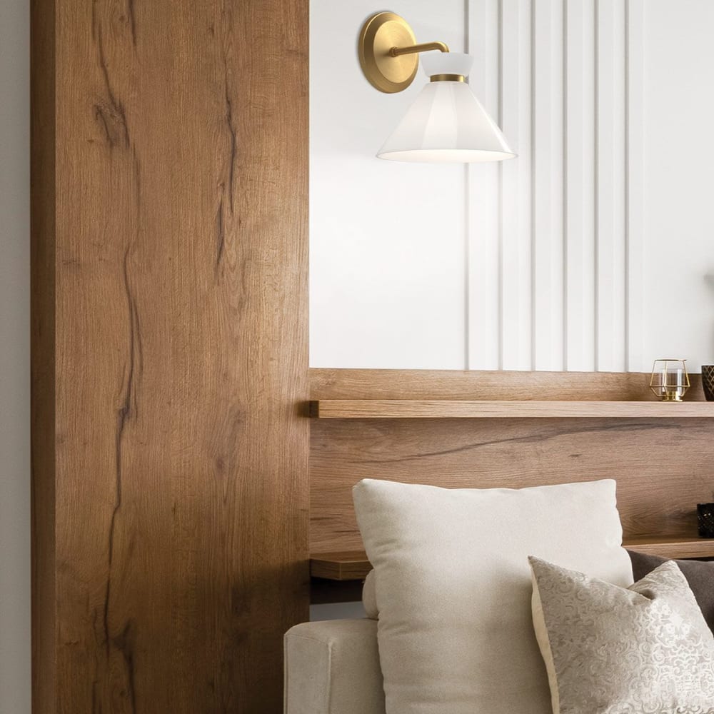Halston Applique Murale en Acier, Globe en Verre Opalin, Or brossé — vue 3