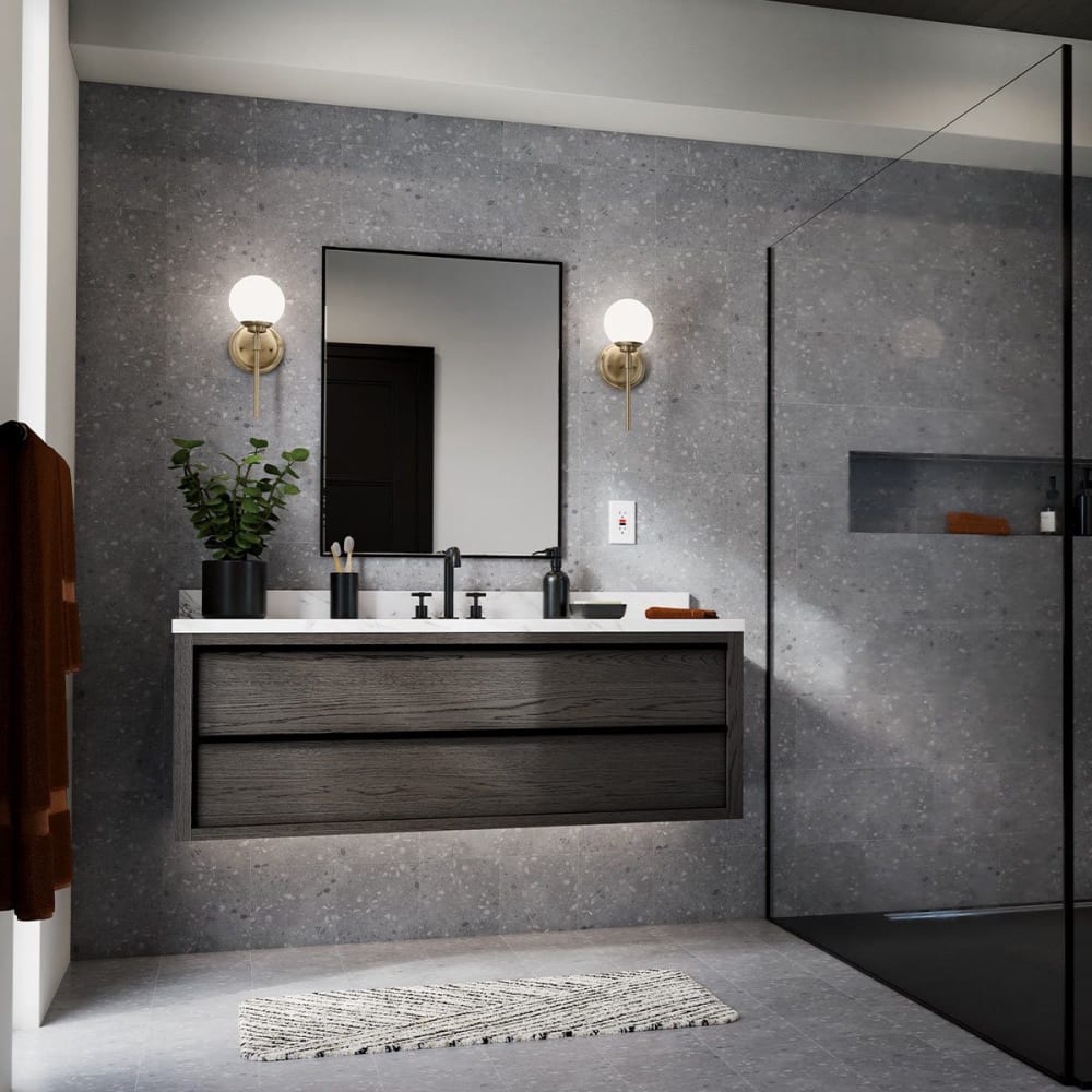 Benno Applique de salle de Bain Verre Opale et Champagne — vue 3