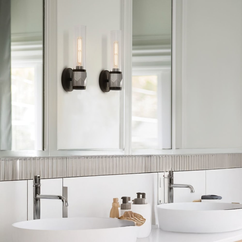 Ellison Applique de Salle de Bain, Verre transparent, argent, Noir