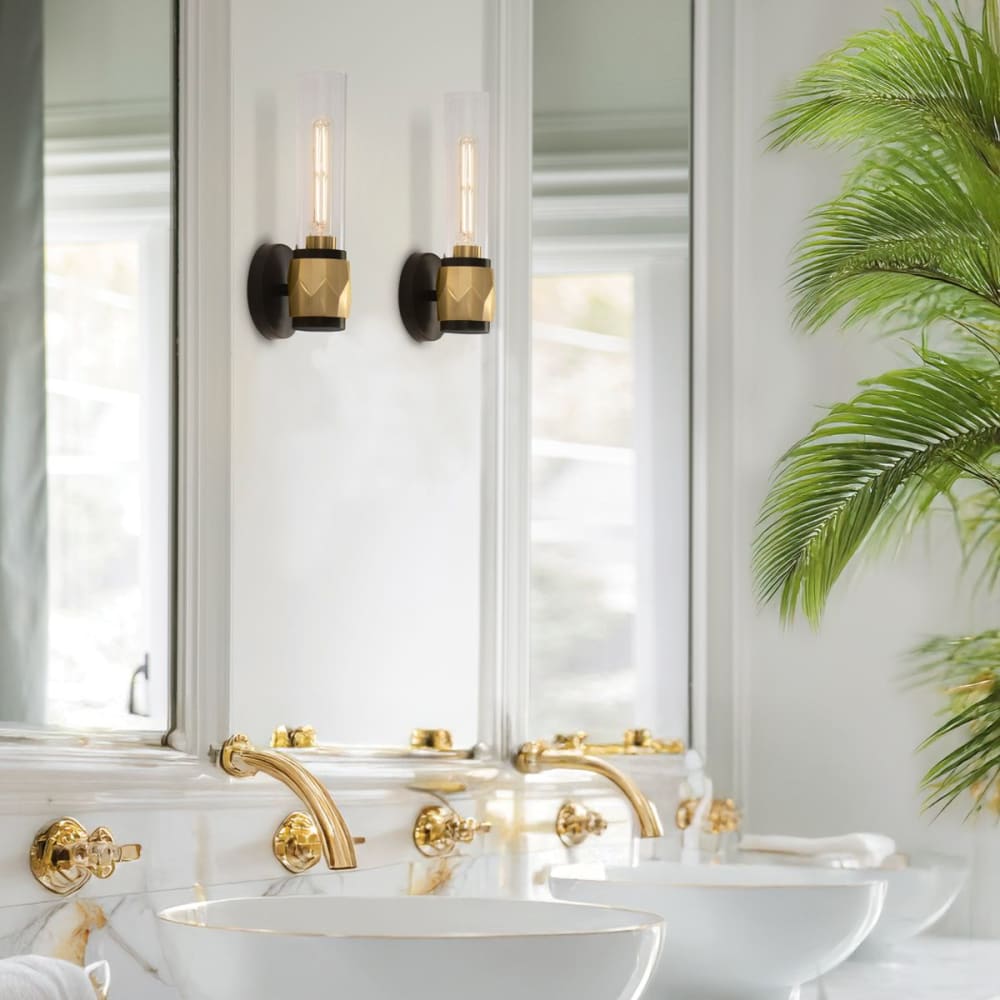 Ellison Applique de Salle de Bain, Verre transparent, doré, Noir — vue 3