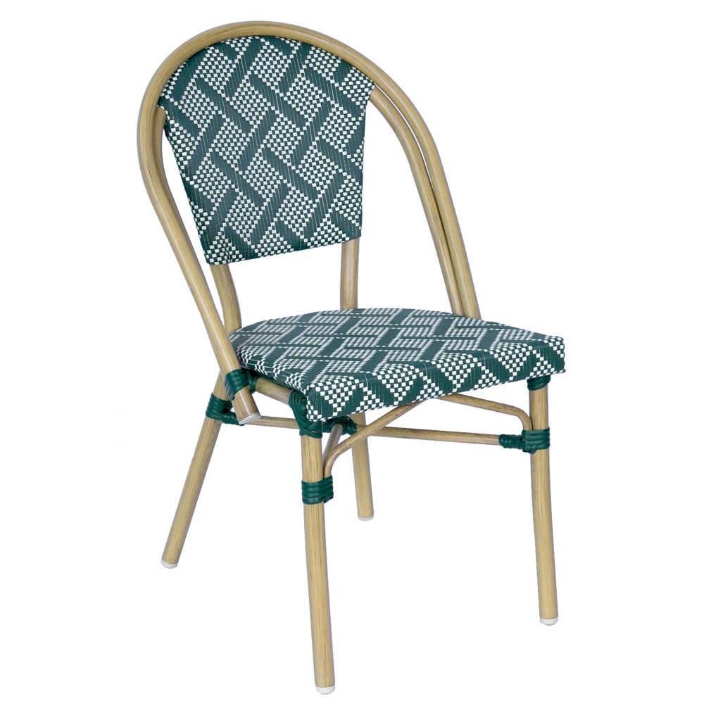 Chaise de terrasse style bistrot parisien en aluminium vert foncé